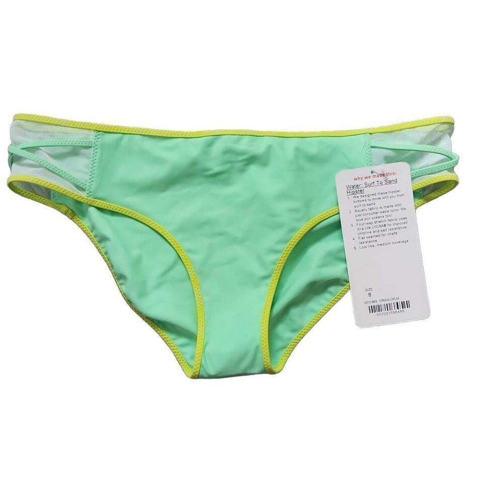 Lululemon Women's Size 8 Dragon Lemon Lime Surf to Sand Hipster Bikini Bottoms